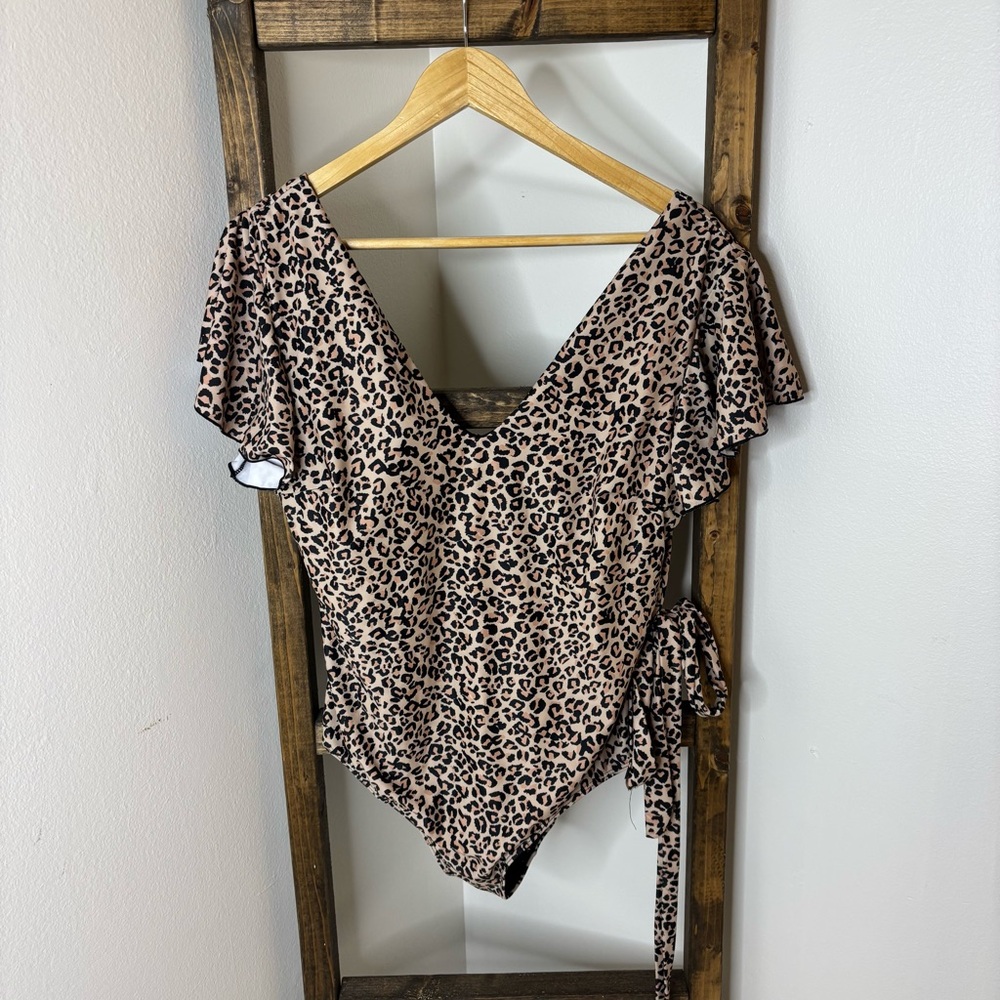 Leopard Print One-Piece Swimsuit Size XL